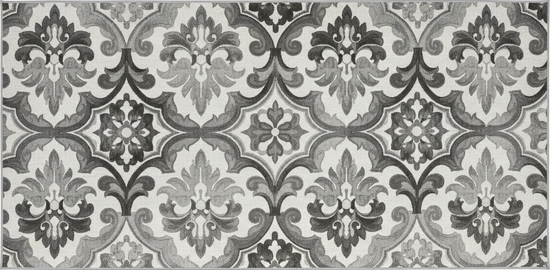 Tapis vinyle cuisine tapisserie damassée en gris - TenStickers