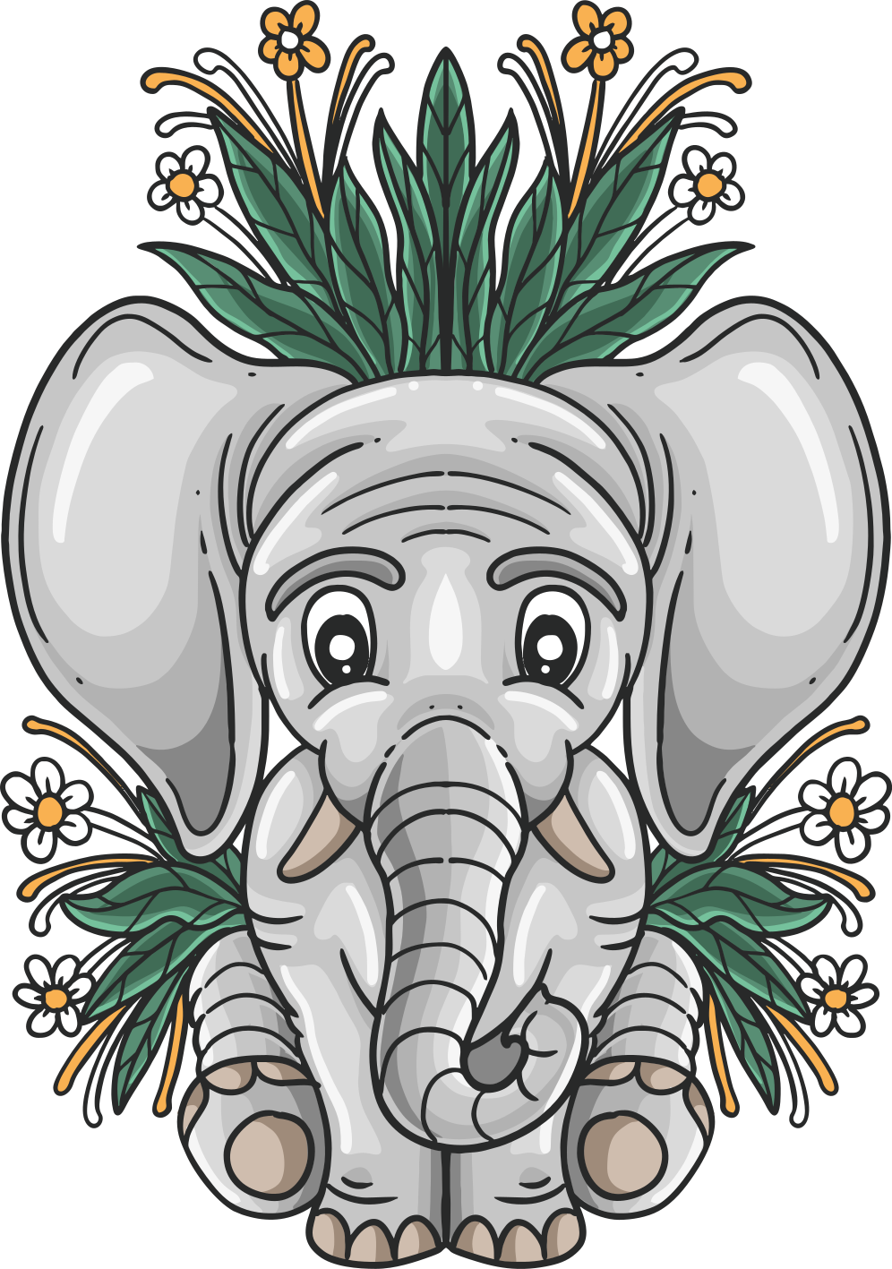 Tapis vinyle animal illustration éléphant mignon - TenStickers