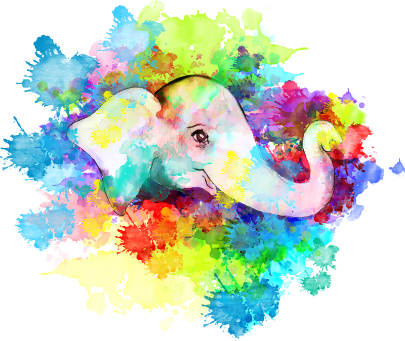 Tapis vinyle animal Éléphant coloré éclaboussant - TenStickers