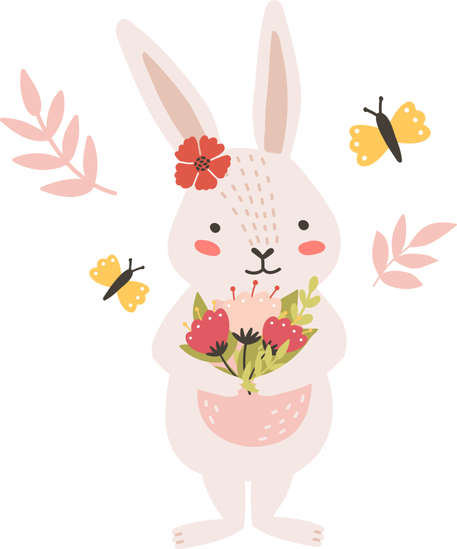 Tapis vinyle animal art de lapin adorable - TenStickers