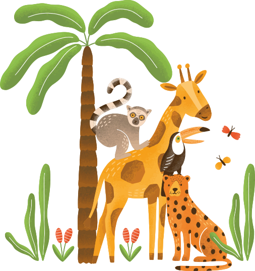 Tapis vinyle animal décor jungle fantaisiste - TenStickers