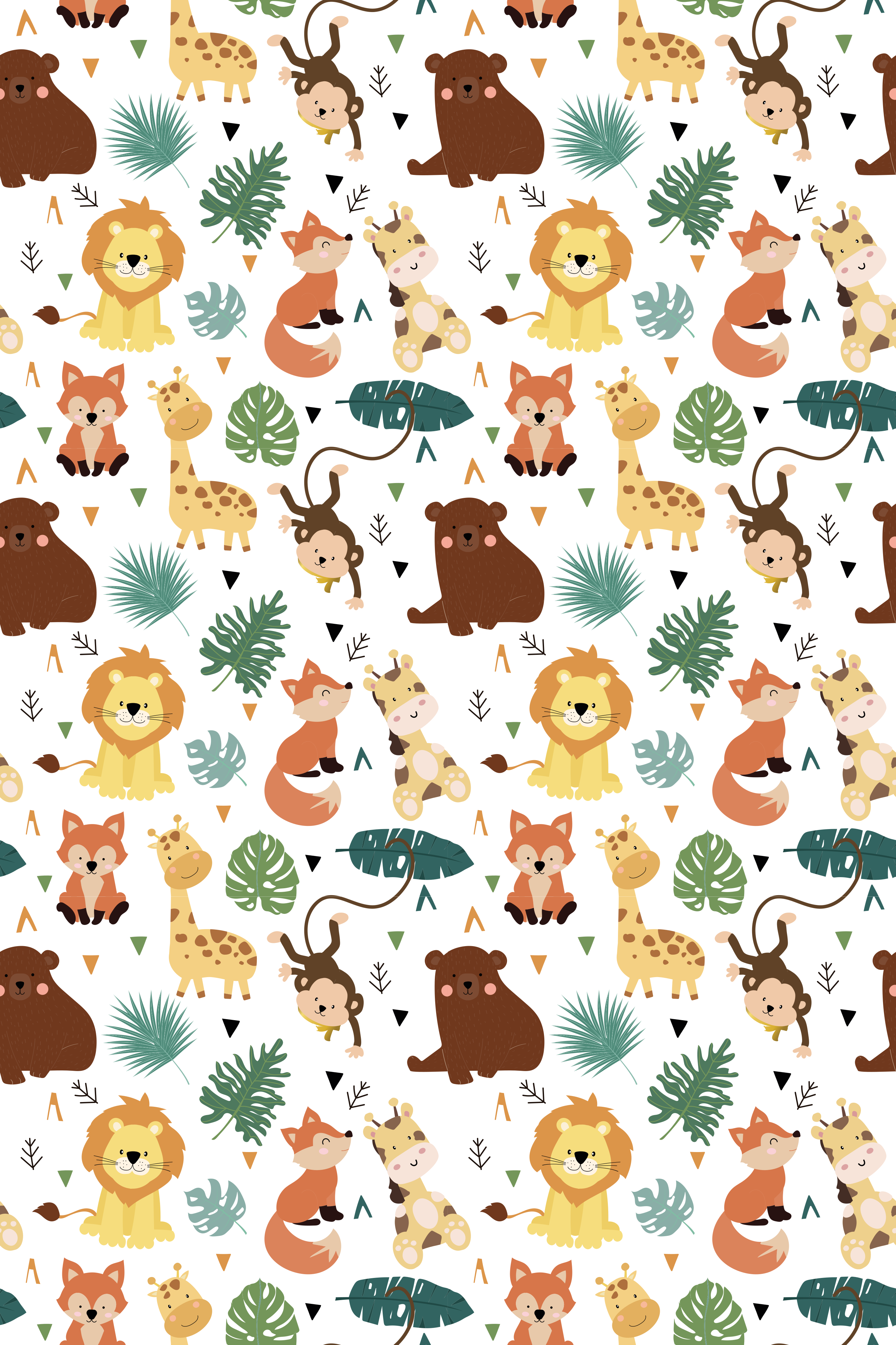 Tapis vinyle animal animaux sauvages et feuillages - TenStickers