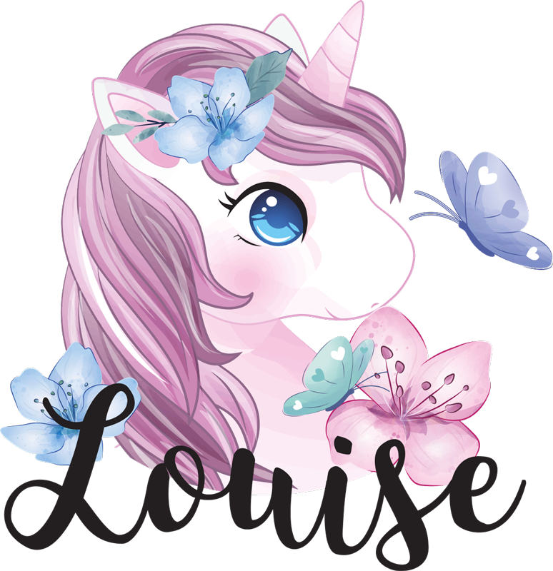 Tapis vinyle animal licorne avec papillon - TenStickers