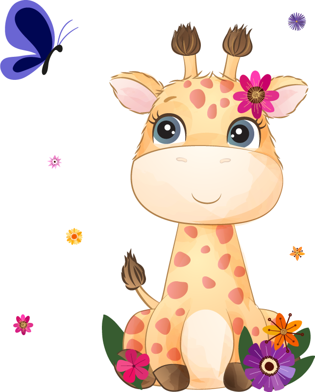 Tapis vinyle animal afrique sauvage fille girafe - TenStickers