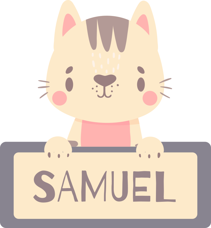 Tapis vinyle animal étiquette de chat avec nom - TenStickers