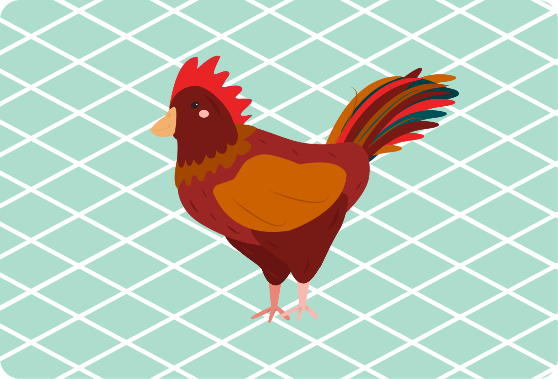 Tapis vinyle animal coq rouge vue de côté - TenStickers