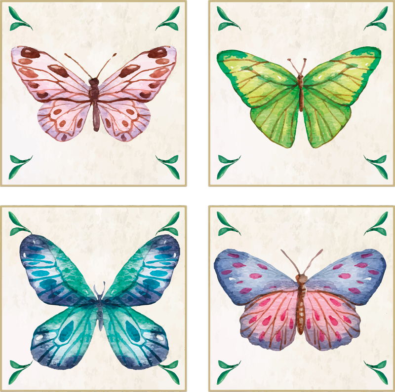 Tapis vinyle animal designs de papillons vifs - TenStickers