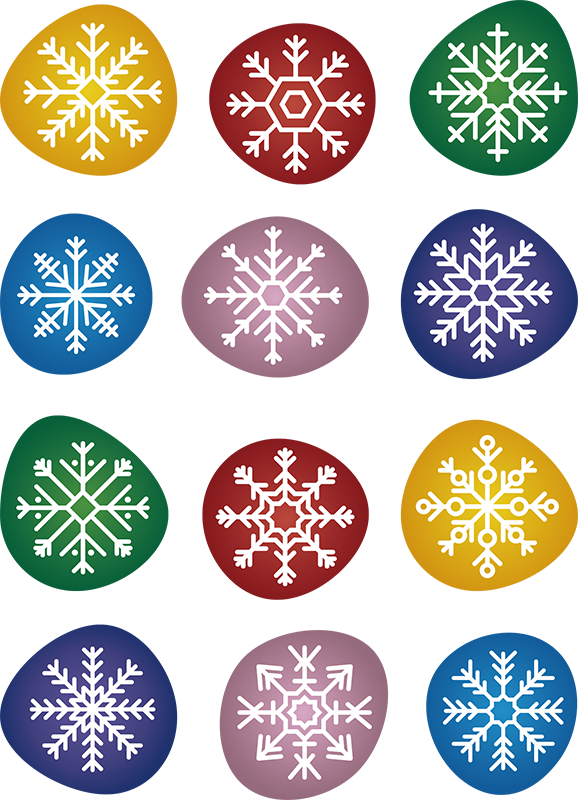 Tapis vinyle noël flocons de neige colorés - TenStickers