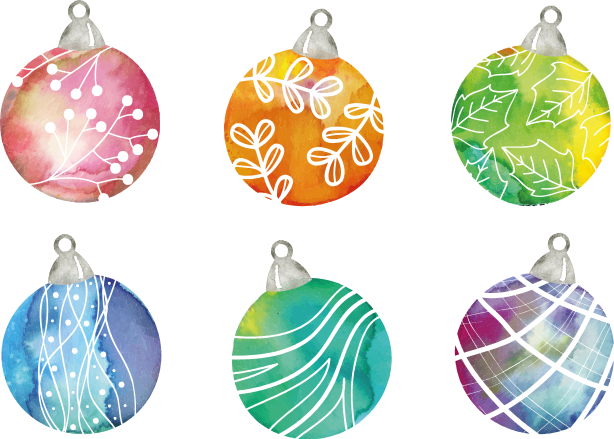 Tapis vinyle noël ornements de noël aquarelle - TenStickers