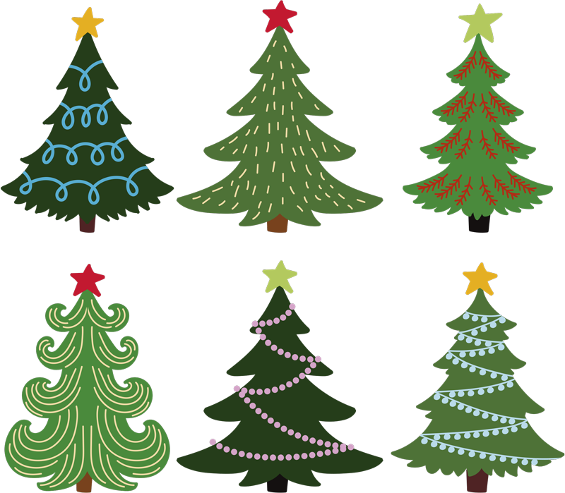 Tapis vinyle noël arbres de noël colorés - TenStickers