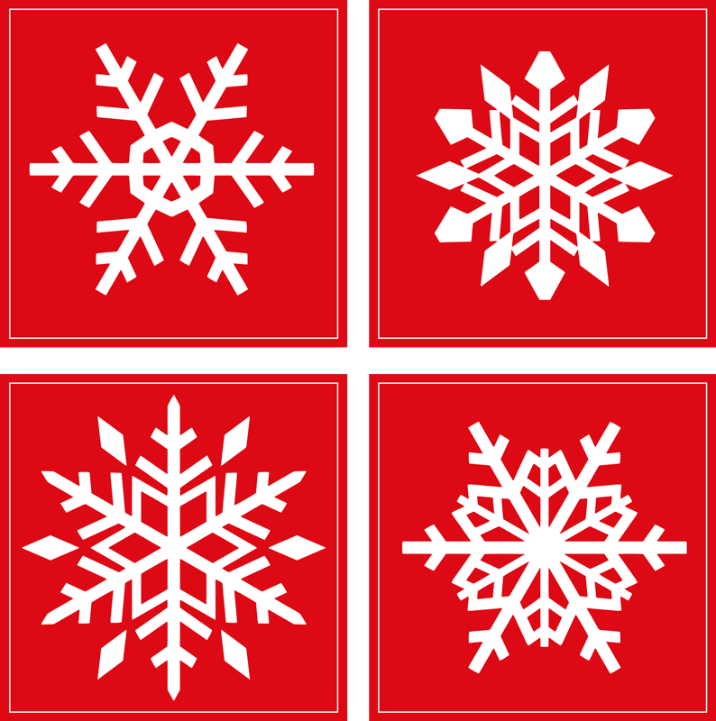 Tapis vinyle noël flocons rouges - TenStickers