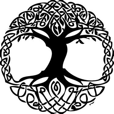 Tapis vinyle fleurs et plantes arbre noir celta - TenStickers