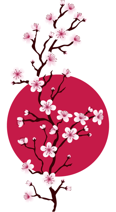 Tapis vinyle fleurs et plantes branches de cerisier japonais - TenStickers