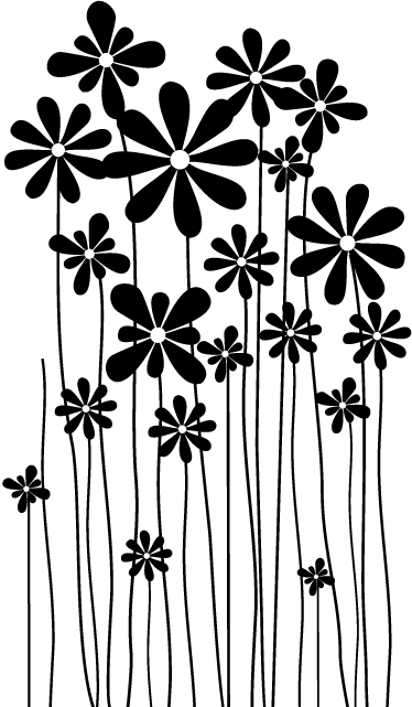 Tapis vinyle fleurs et plantes grandes fleurs noires - TenStickers