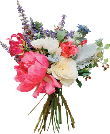 Tapis vinyle fleurs et plantes bouquet géométrique - TenStickers