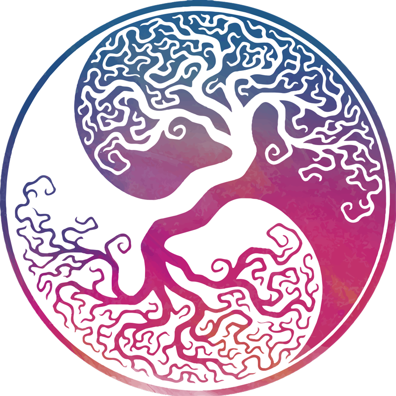 Tapis vinyle fleurs et plantes arbre de vie yin yang - TenStickers