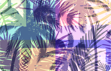 Tapis vinyle fleurs et plantes motif palmiers rétro - TenStickers