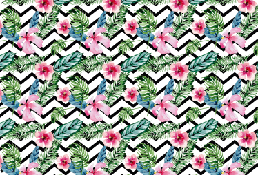 Tapis vinyle fleurs et plantes zigzag tropical vert - TenStickers