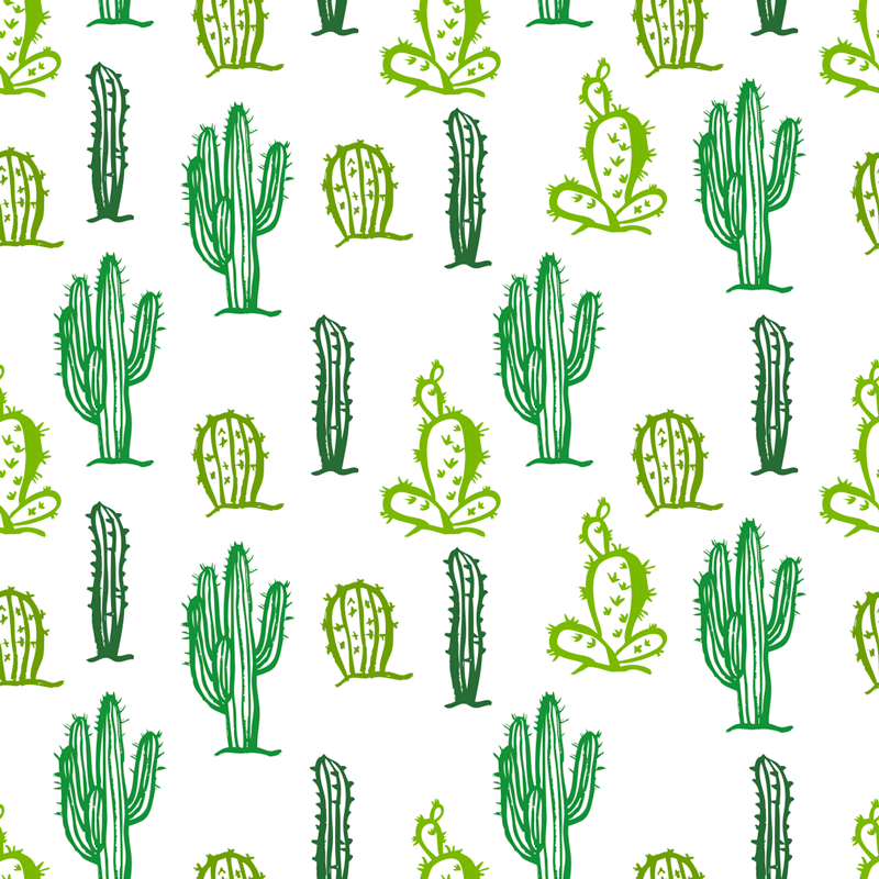 Tapis vinyle fleurs et plantes style cactus vert - TenStickers