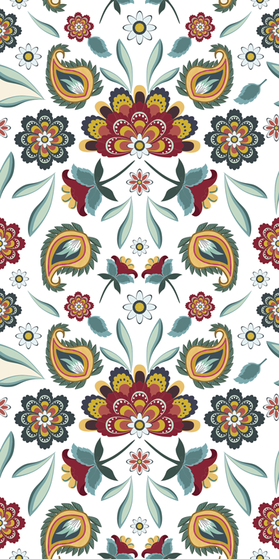 Tapis vinyle fleurs et plantes motif floral ethnique - TenStickers