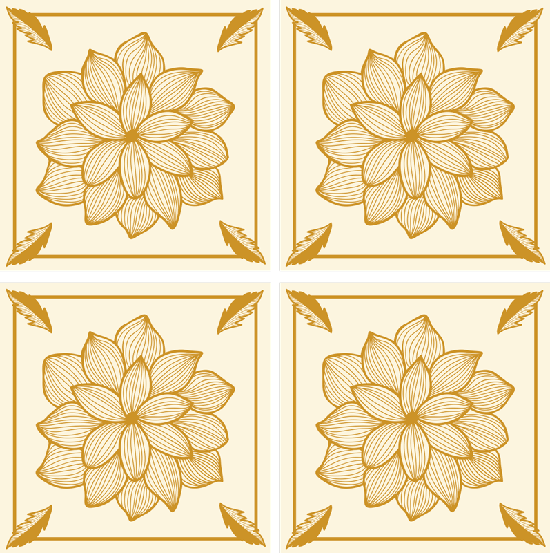 Tapis vinyle fleurs et plantes motif paisley floral - TenStickers