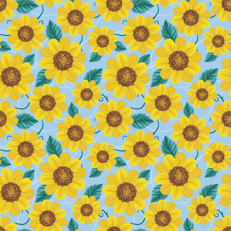 Tapis vinyle fleurs et plantes motifs de tournesols - TenStickers