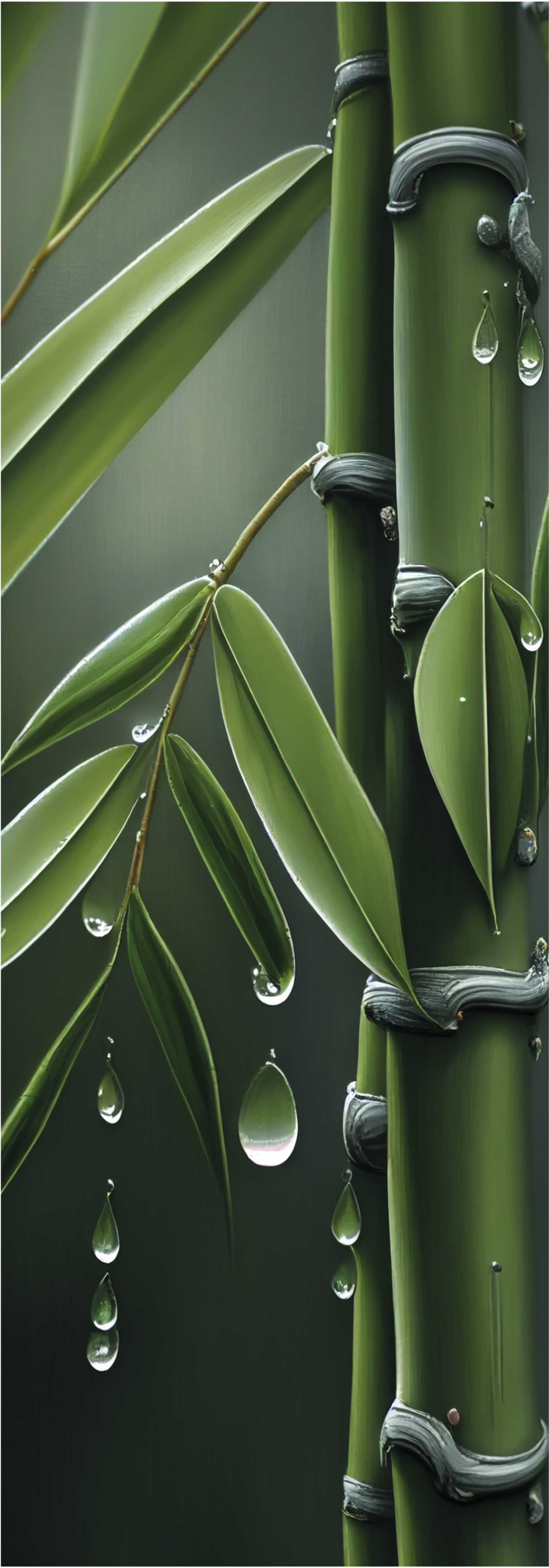 Tapis vinyle fleurs et plantes bambou avec gouttes - TenStickers