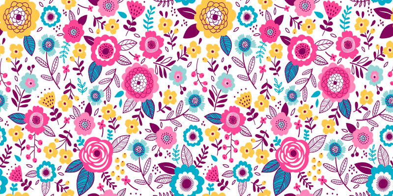 Tapis vinyle fleurs et plantes fleurs roses kallax - TenStickers