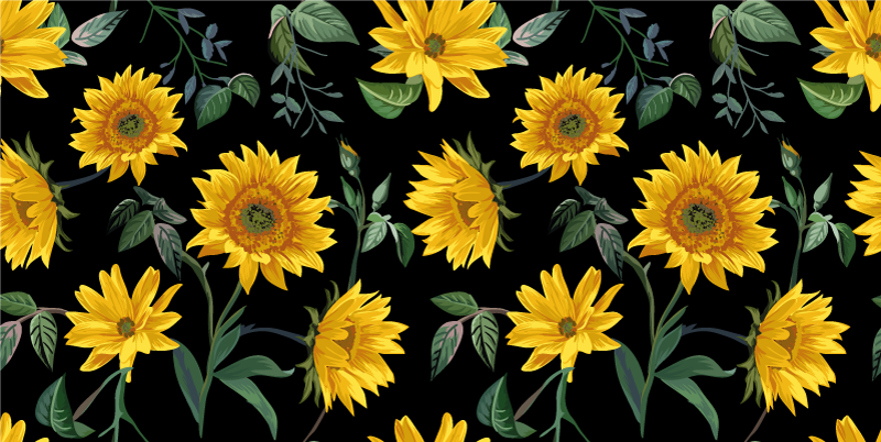 Tapis vinyle fleurs et plantes tournesols vintage - TenStickers