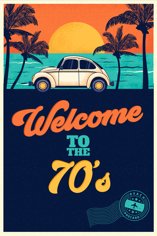 Tapis vinyle vintage ambiance années 70 - TenStickers