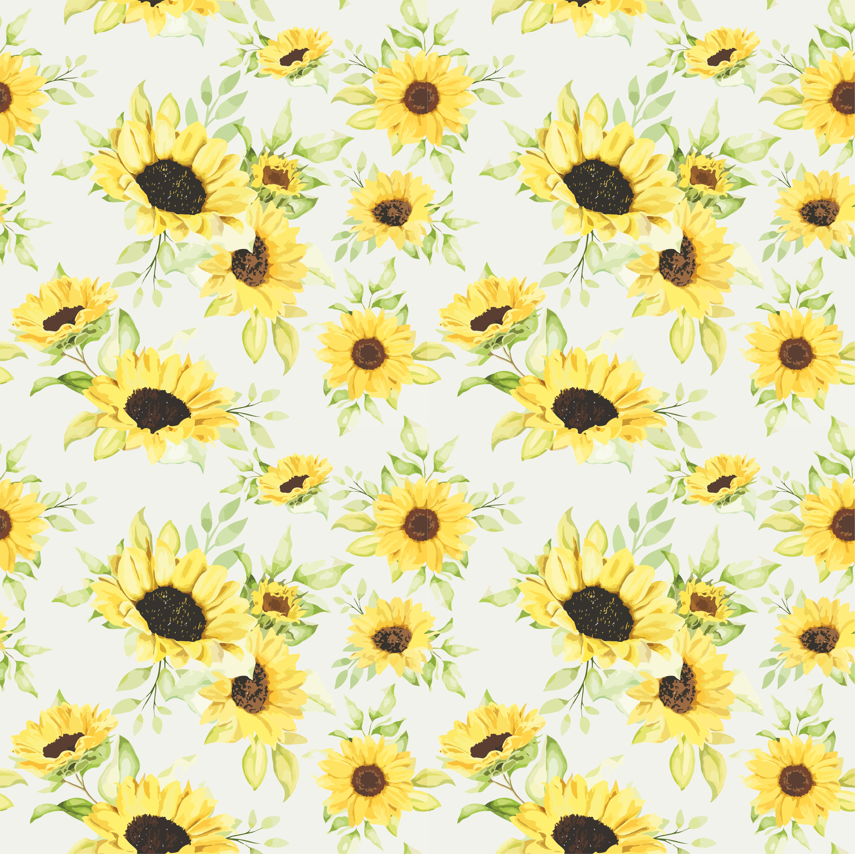 Tapis vinyle fleurs et plantes tournesols aquarelle - TenStickers