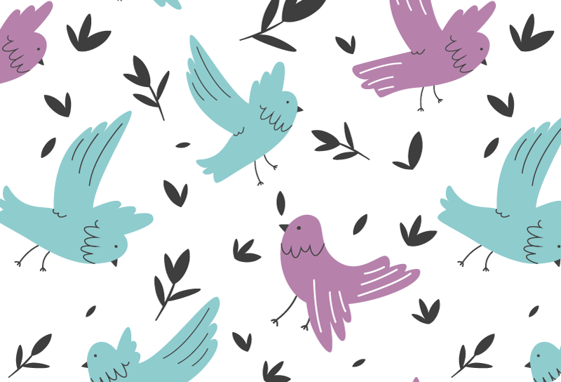 Tapis vinyle animal oiseaux bleus et violets - TenStickers