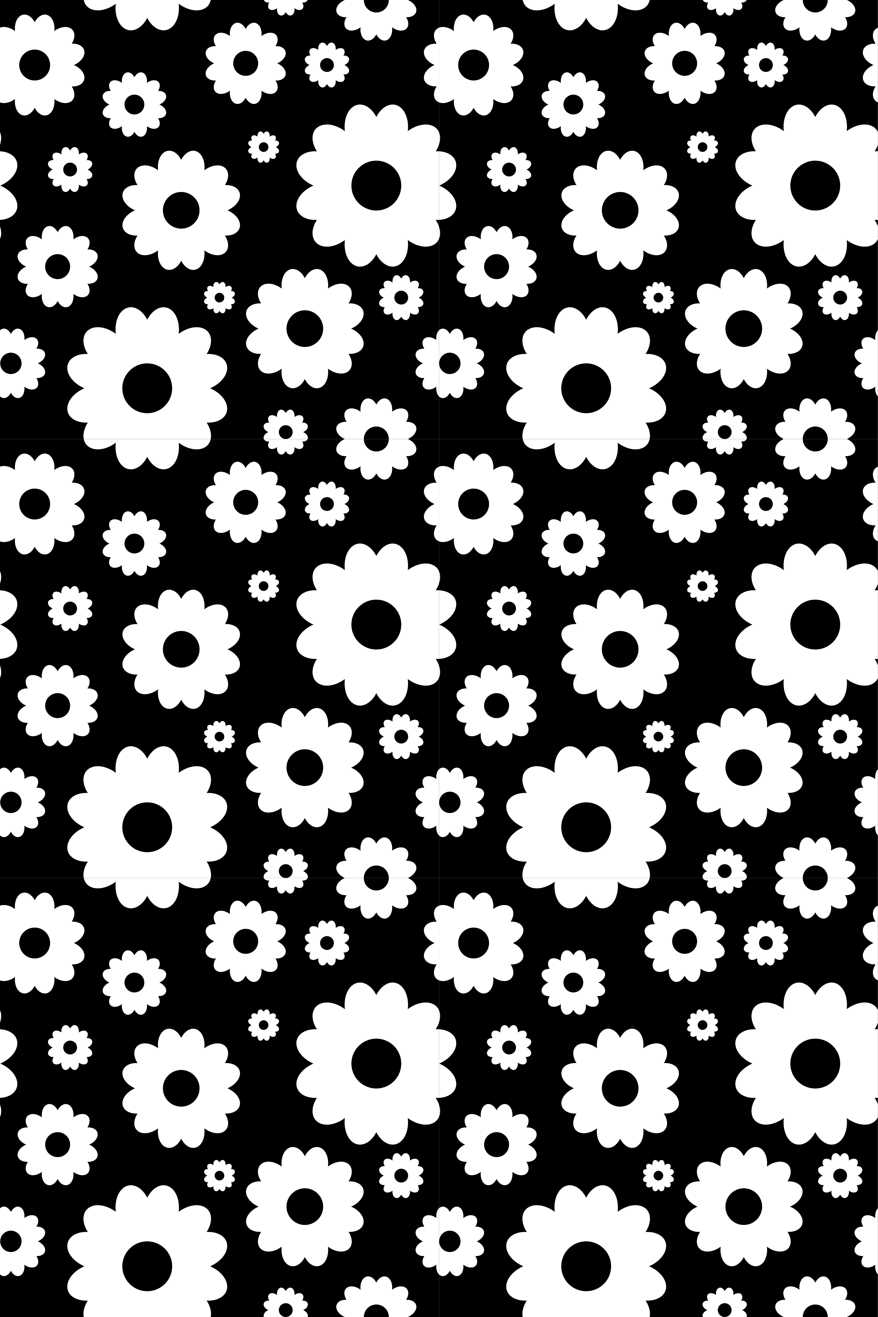 Tapis vinyle fleurs et plantes marguerites noir et blanc - TenStickers
