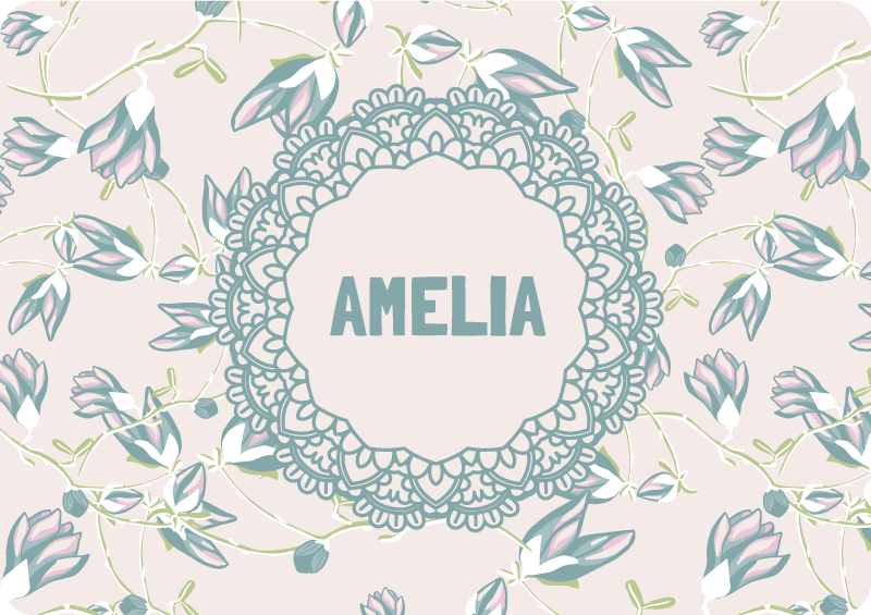 Tapis vinyle fleurs et plantes feuilles et nom - TenStickers