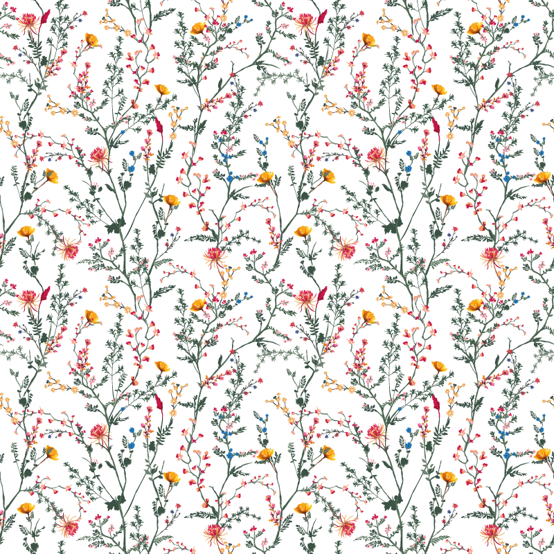 Tapis vinyle fleurs et plantes jardin minimaliste - TenStickers