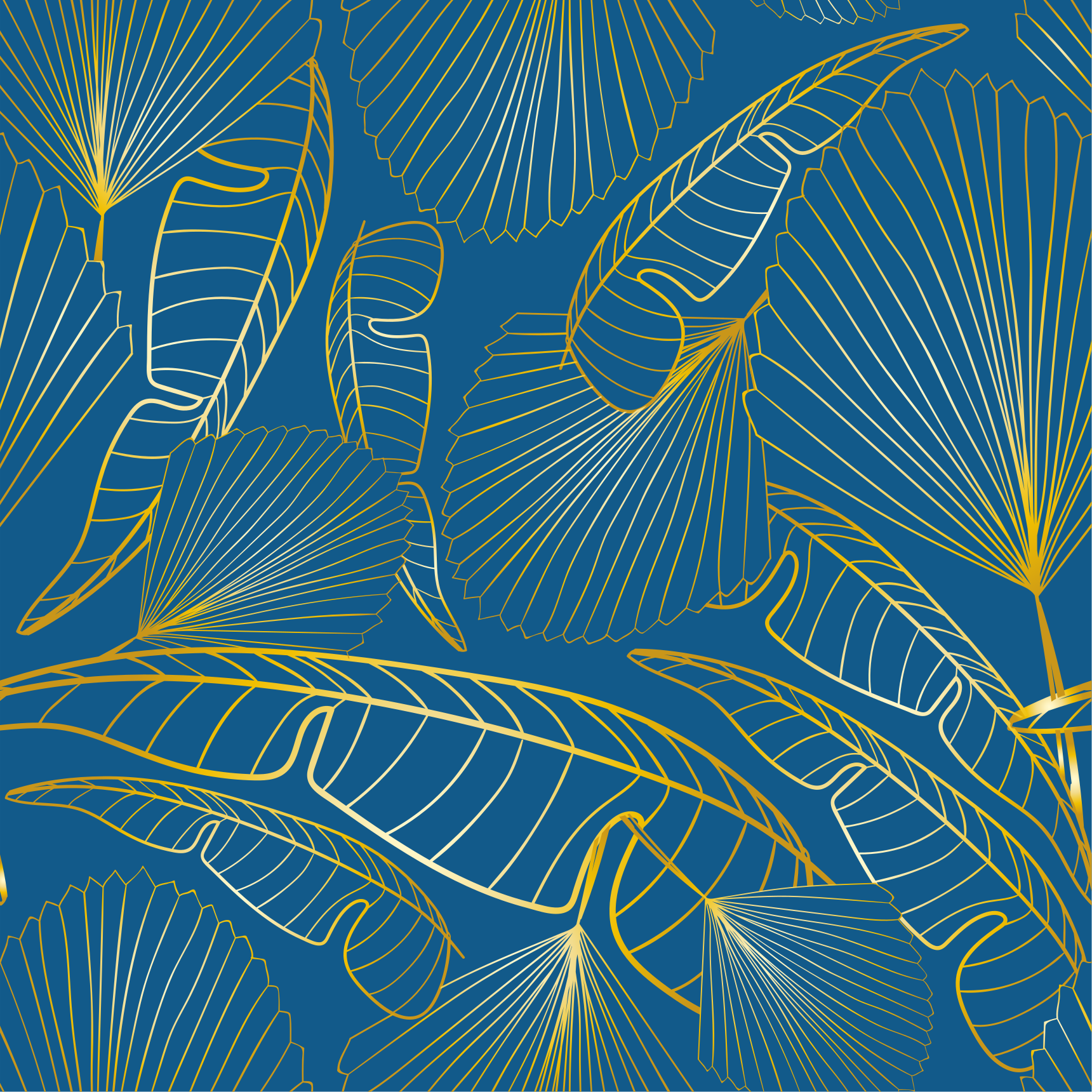 Tapis vinyle fleurs et plantes feuilles dorées - TenStickers