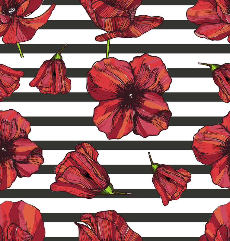 Tapis vinyle fleurs et plantes coquelicots polonais - TenStickers