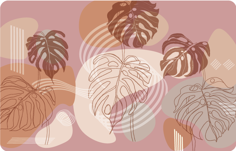 Tapis vinyle fleurs et plantes croquis de feuilles - TenStickers