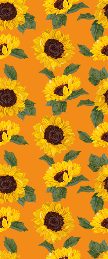 Tapis vinyle fleurs et plantes tournesol orange - TenStickers