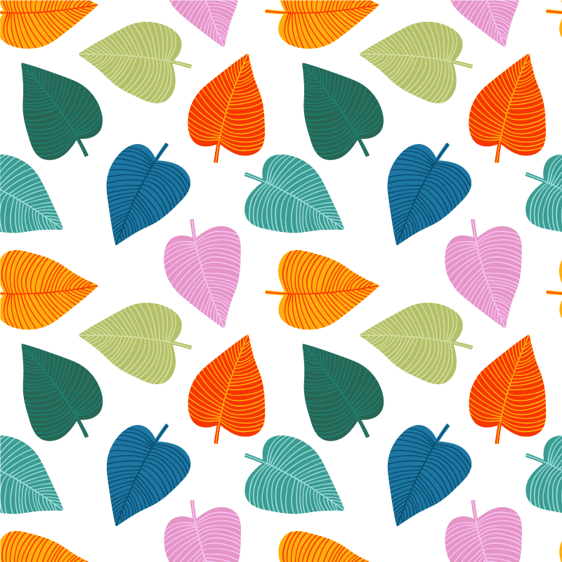 Tapis vinyle fleurs et plantes feuilles colorées originales - TenStickers