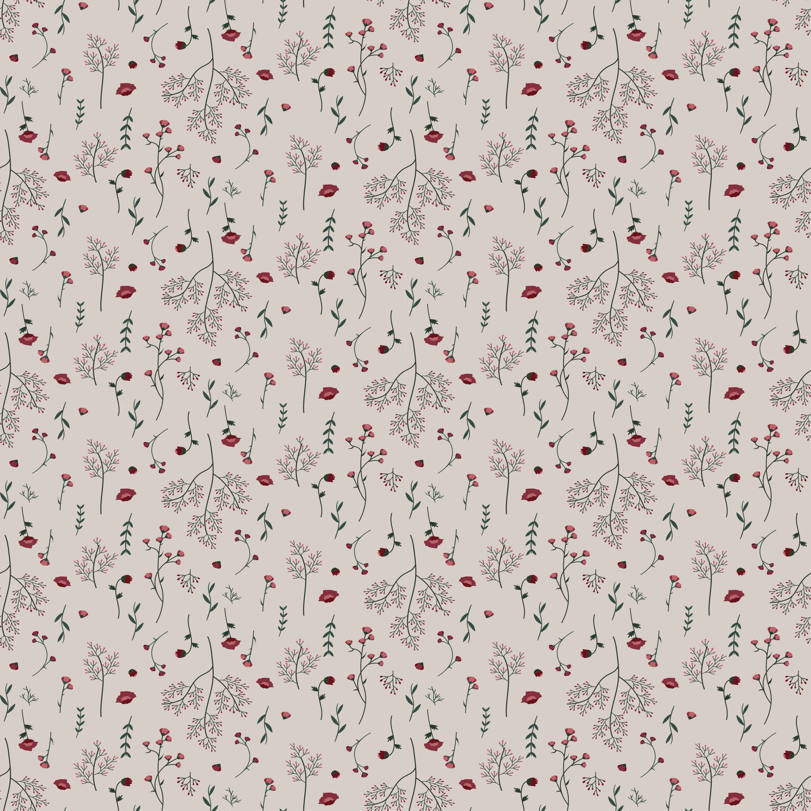 Tapis vinyle fleurs et plantes motif rouge minimaliste - TenStickers