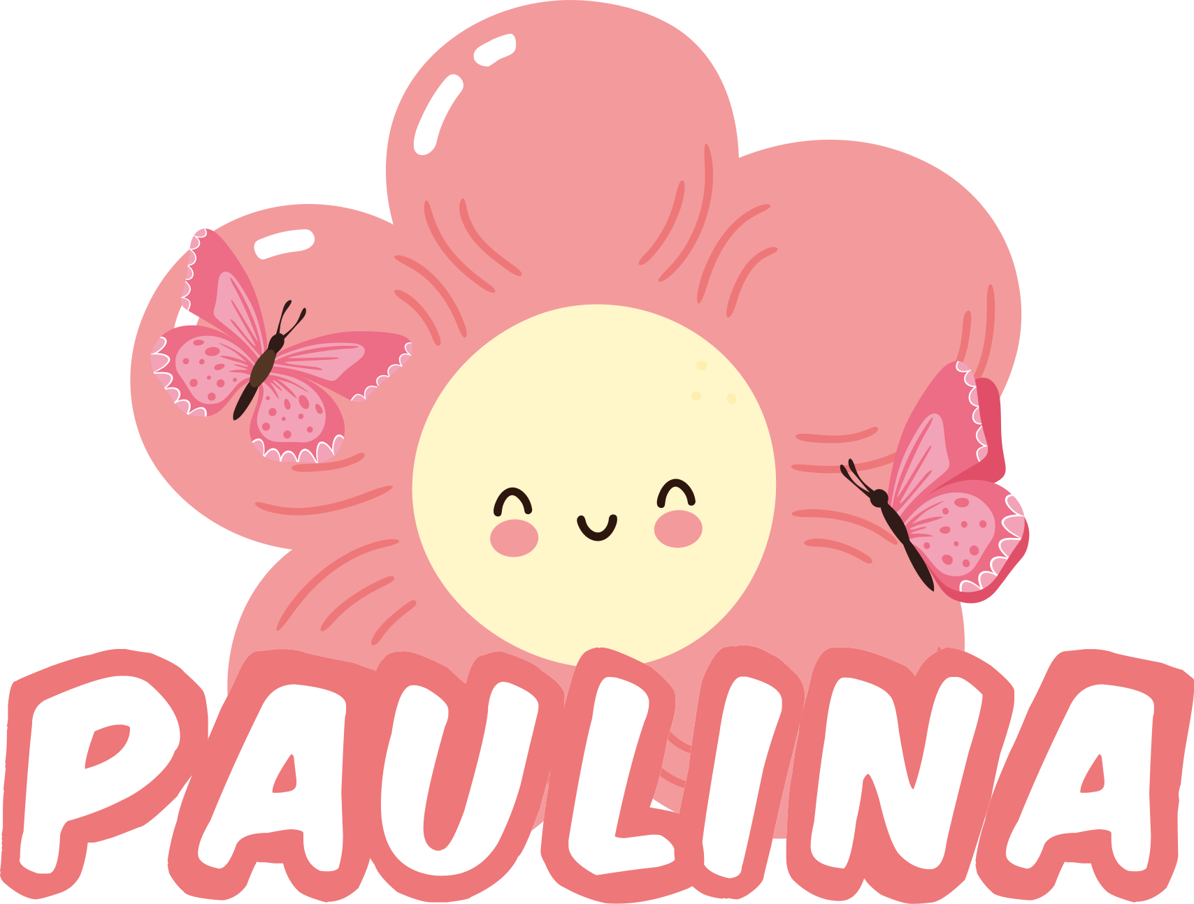 Tapis vinyle fleurs et plantes papillon avec nom - TenStickers