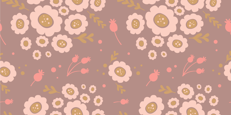 Tapis vinyle fleurs et plantes motif art populaire pastel - TenStickers