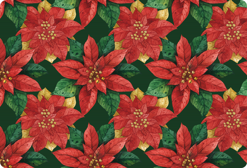 Tapis vinyle fleurs et plantes motif de noël rouge et vert - TenStickers