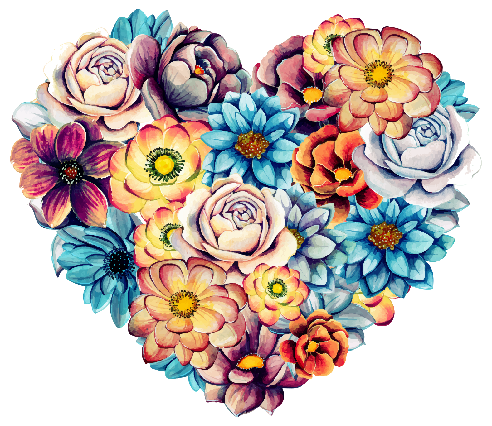 Tapis vinyle fleurs et plantes cœur rempli de fleurs - TenStickers