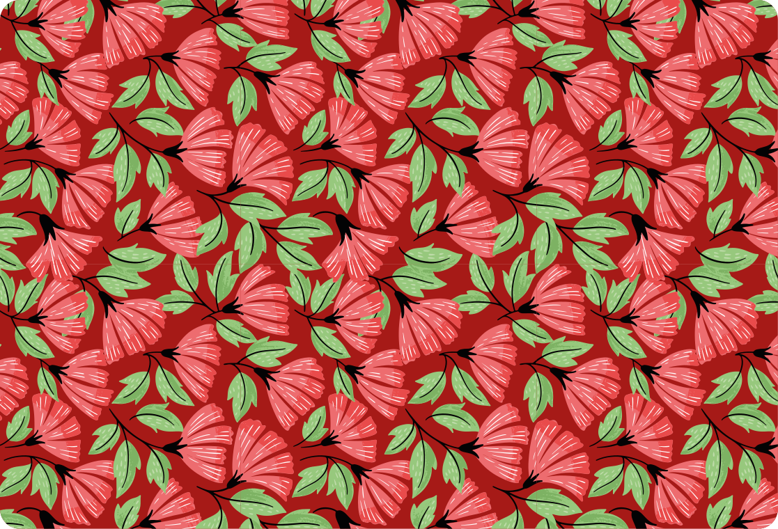 Tapis vinyle fleurs et plantes motif rouge vintage - TenStickers