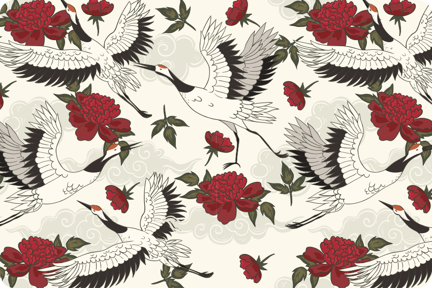 Tapis vinyle fleurs et plantes motifs oiseaux apaisants - TenStickers