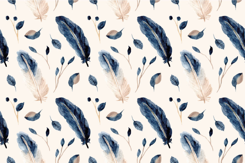 Tapis vinyle fleurs et plantes feuilles et plumes - TenStickers