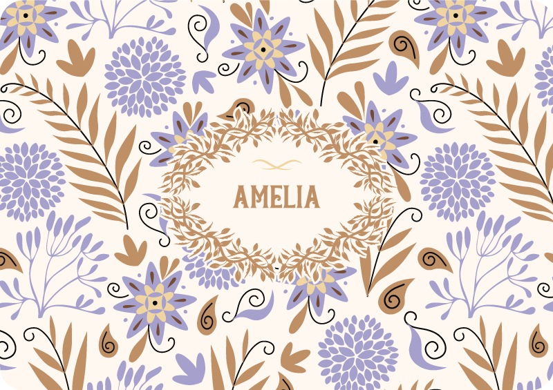 Tapis vinyle fleurs et plantes motif vintage peint à la main - TenStickers