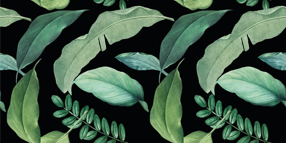 Tapis vinyle fleurs et plantes feuilles forestières grises - TenStickers